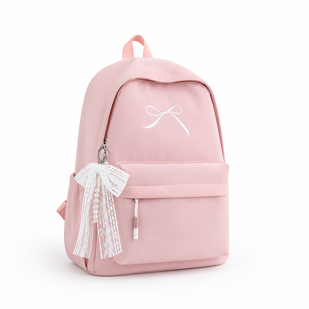 Lightweight & Durable Bow-Embellished Backpack (Laptop-Friendly)