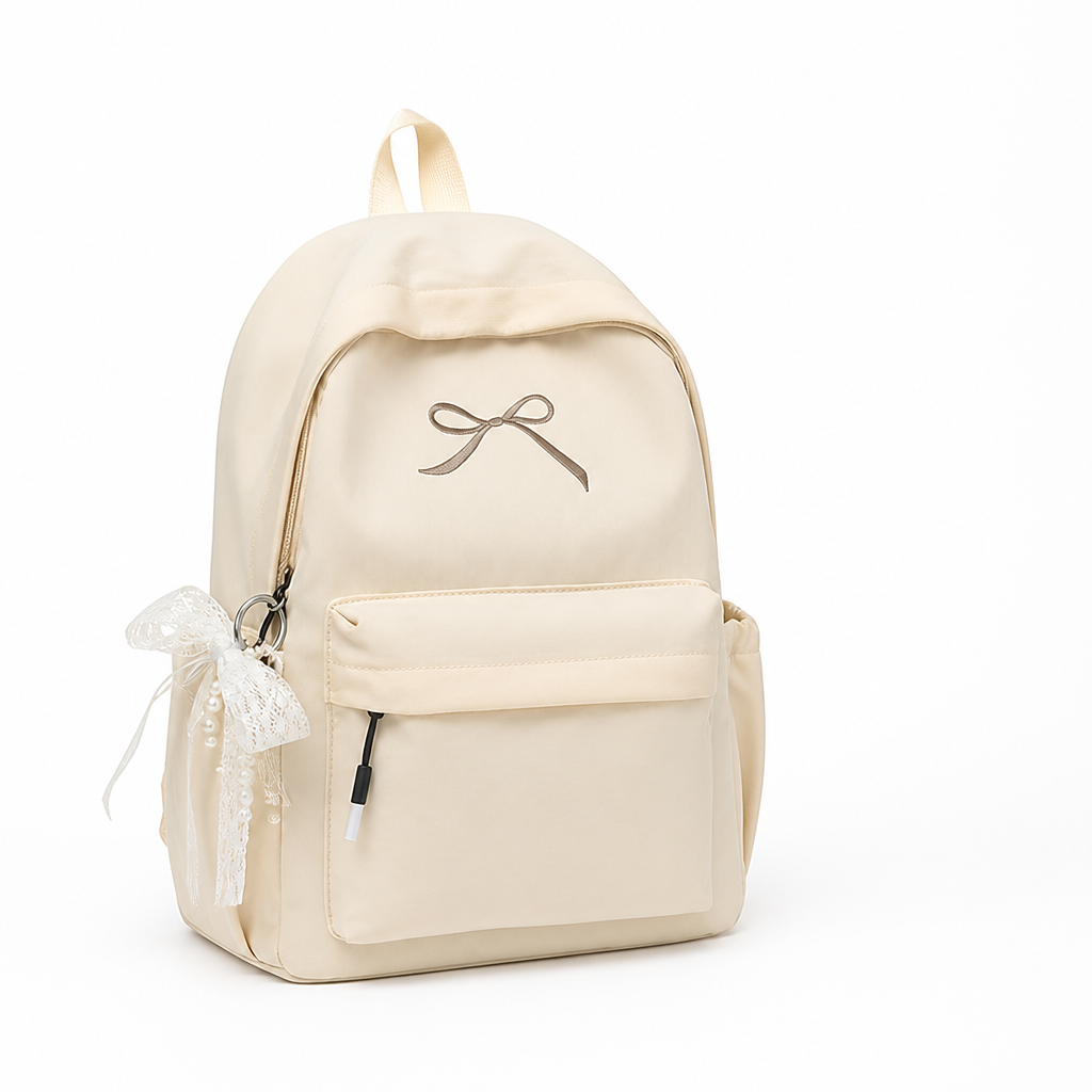 Lightweight & Durable Bow-Embellished Backpack (Laptop-Friendly)