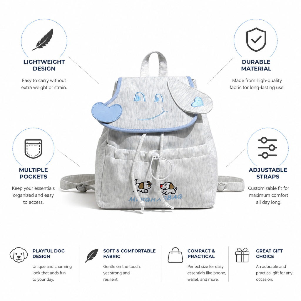 Lightweight & Durable Dog-Themed Mini School Backpack
