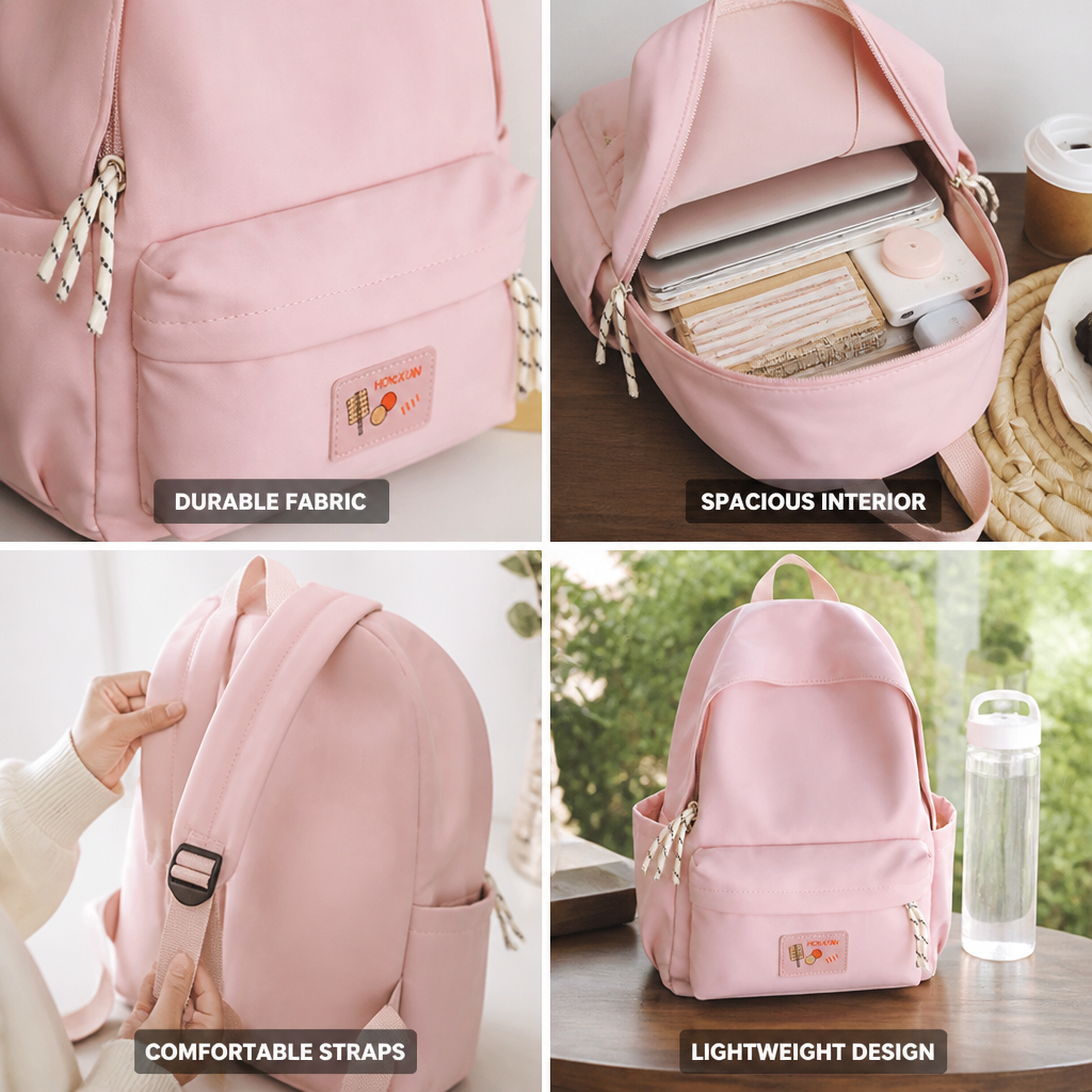 Lightweight & Durable Fabric School Backpack (Padded Straps)