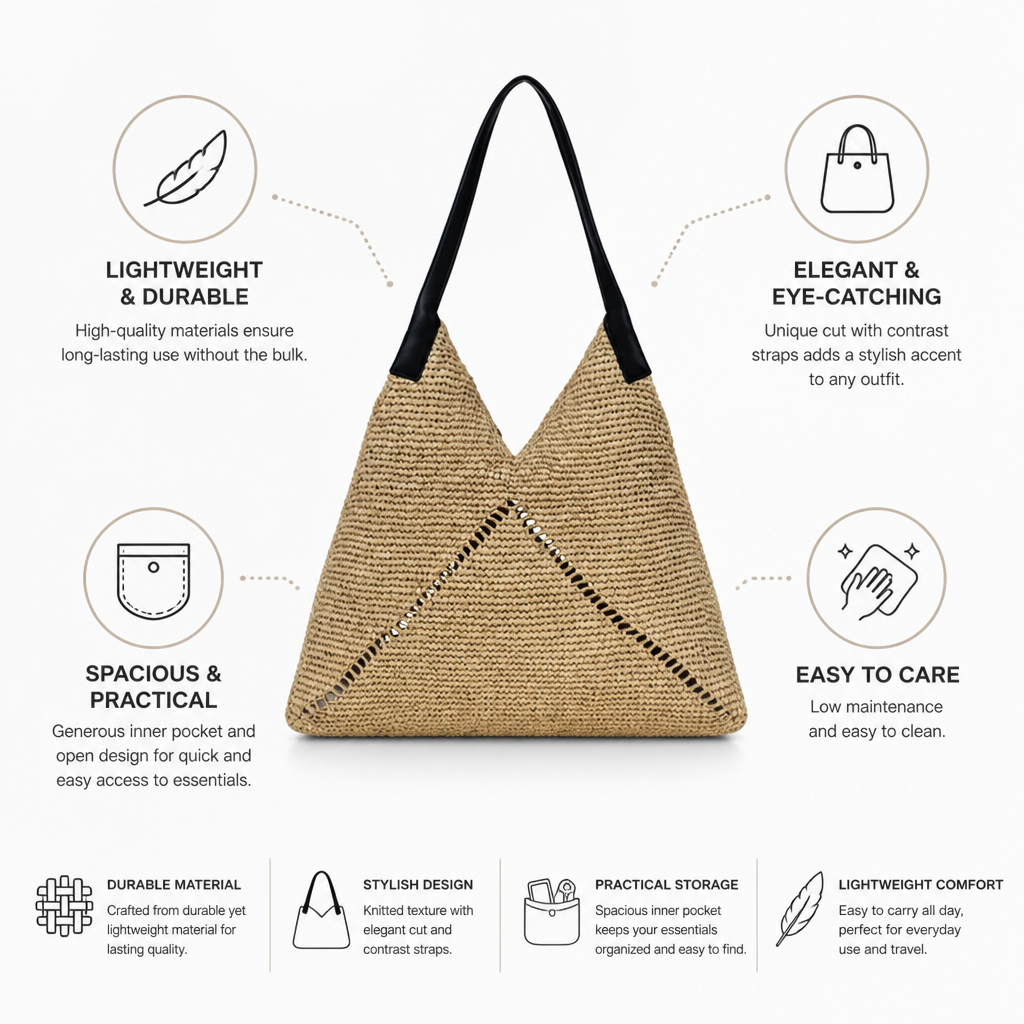 Lightweight & Durable Knitted Shoulder Bag (Contrast Straps)