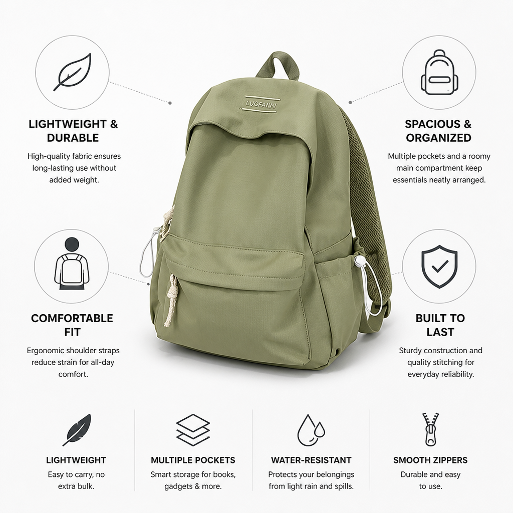 Lightweight Durable School Backpack With Multiple Pockets