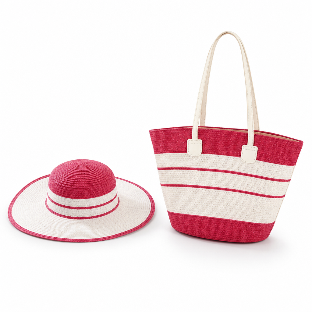 Lightweight Durable UV-Protective Beach Bag & Sun Hat (Set of 2)