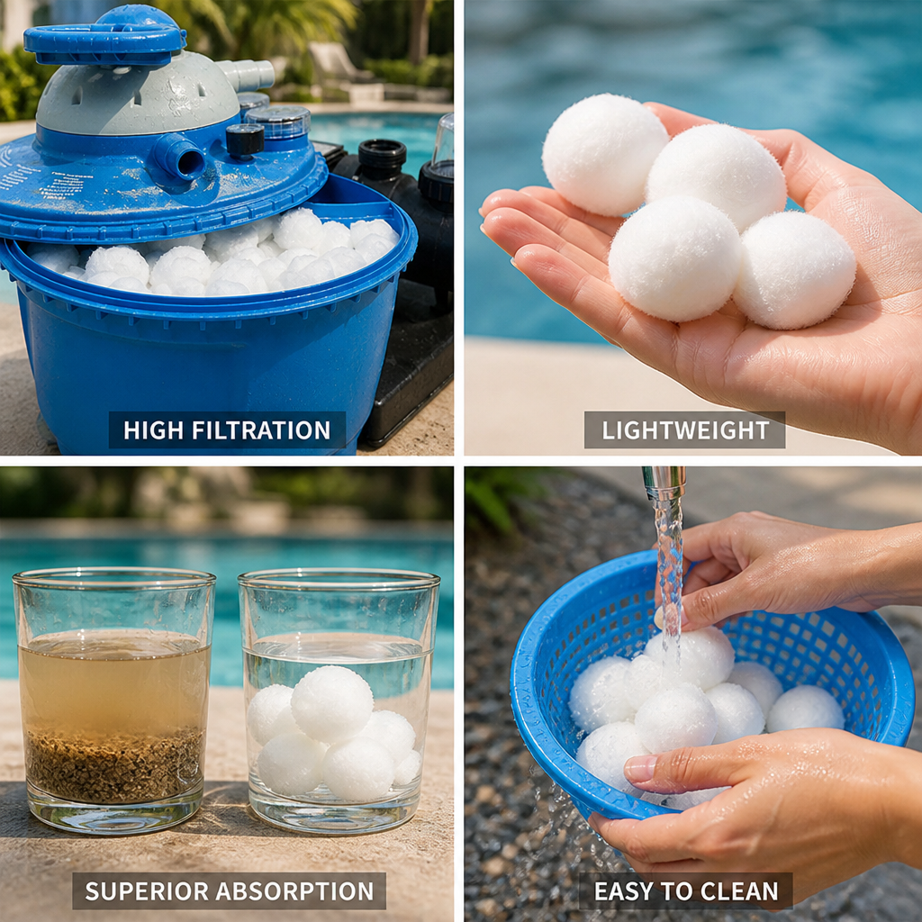 Lightweight Fiber High-Absorption Pool Filter Balls (Sand Replacement)