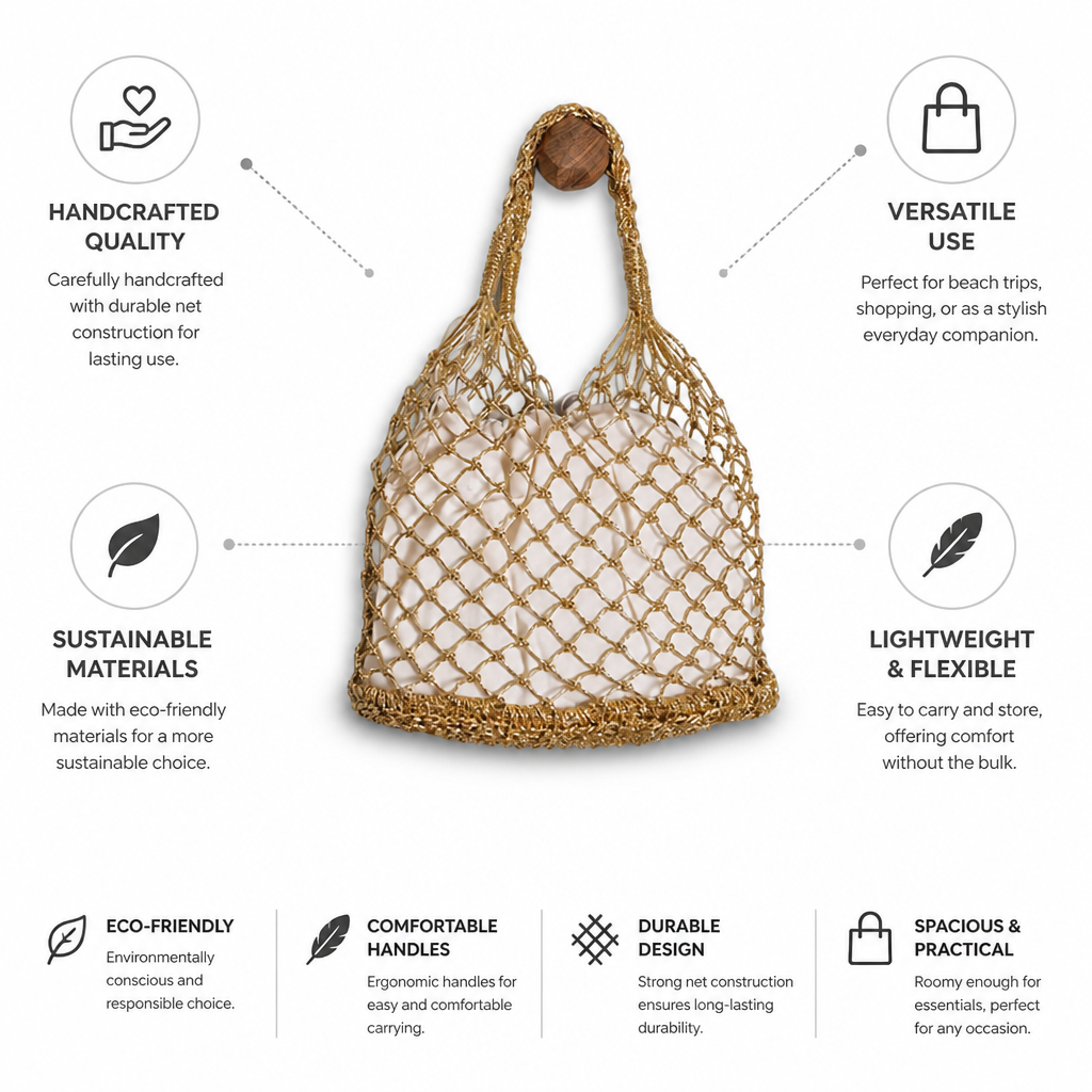 Lightweight Handcrafted Sustainable Mesh Tote Bag