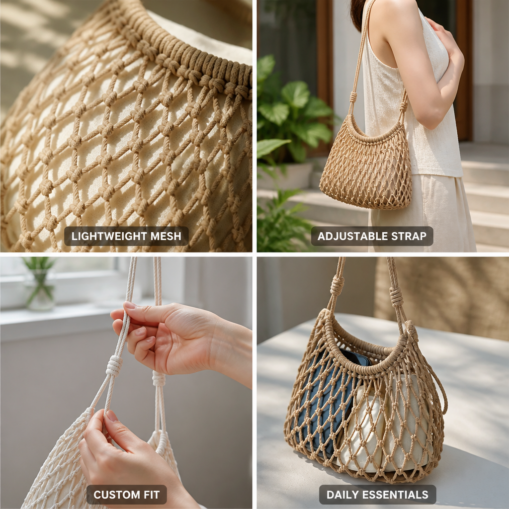 Lightweight Mesh Shoulder Bag (Adjustable Strap)