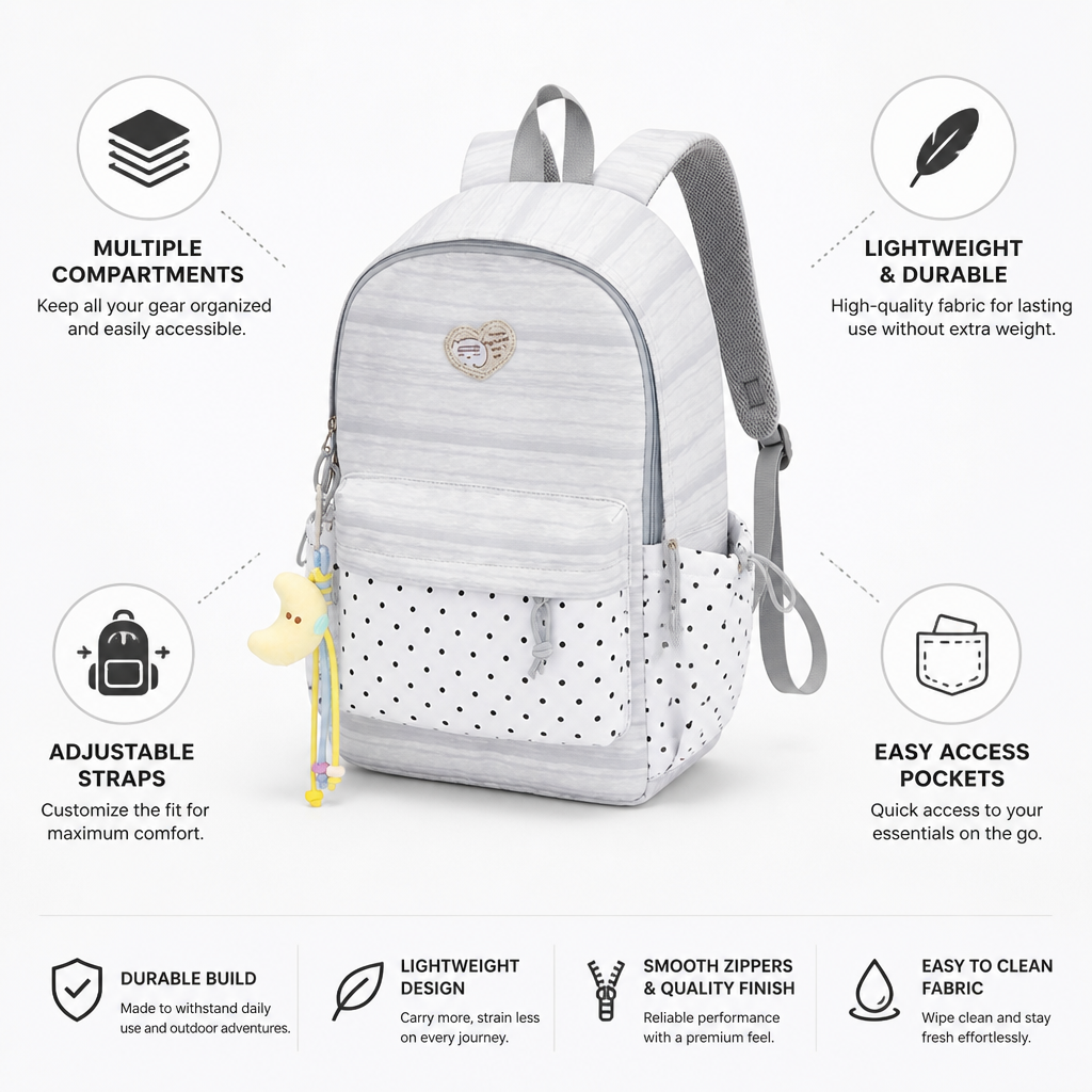 Lightweight Multi-Compartment Hiking Backpack (Adjustable Straps)