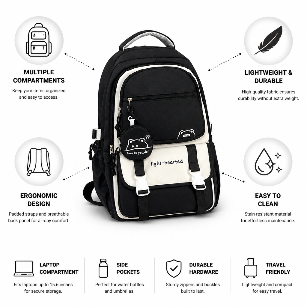 Lightweight Multi-Compartment Laptop Backpack
