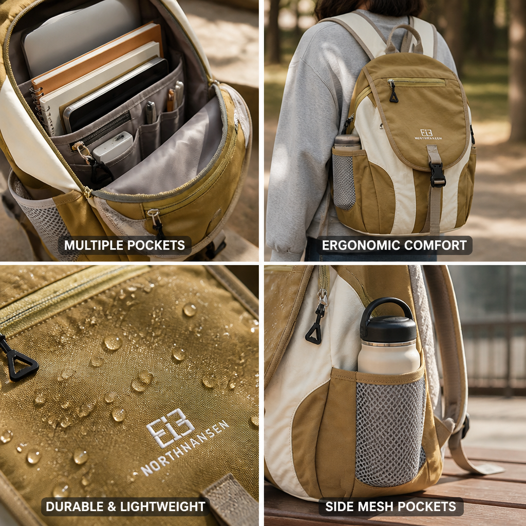 Lightweight Multi-Pocket Backpack (Ergonomic Padded Straps)
