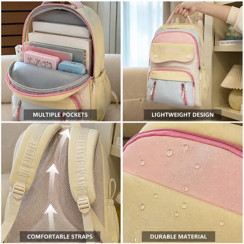 Lightweight Multi-Pocket School Backpack (Laptop Sleeve)