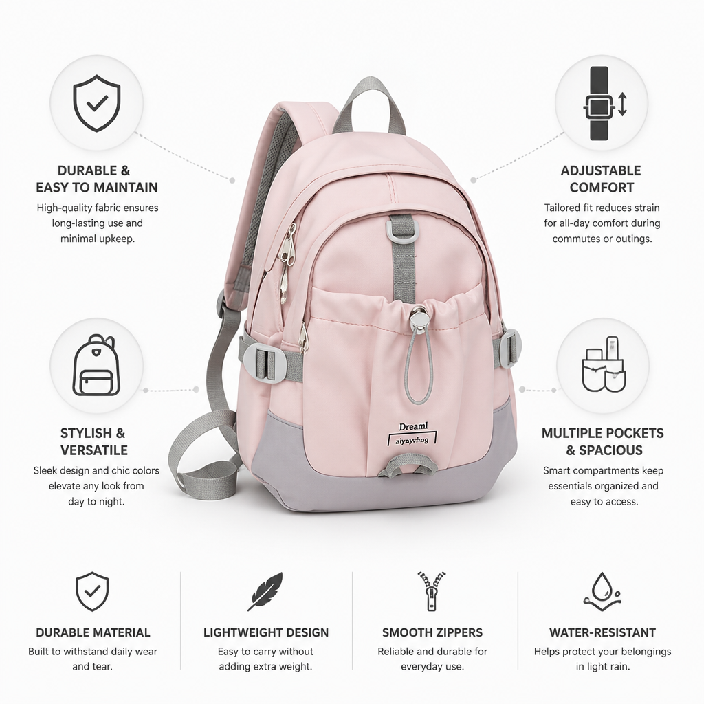 Lightweight Multiple-Pocket Mini Backpack