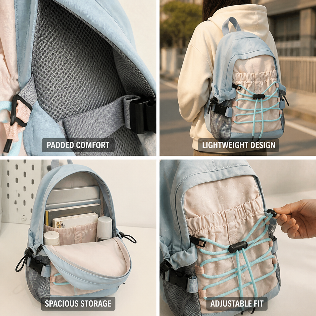 Lightweight Padded-Strap School Backpack