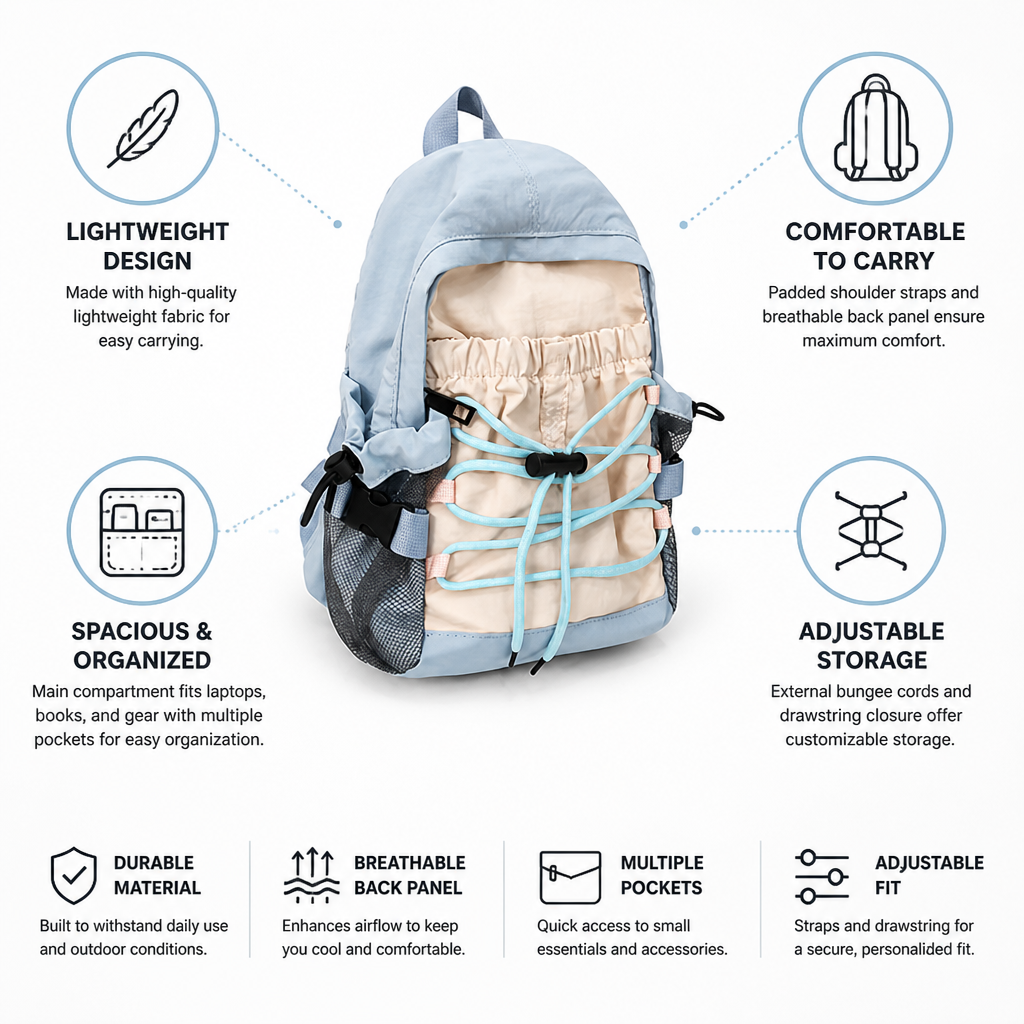 Lightweight Padded-Strap School Backpack