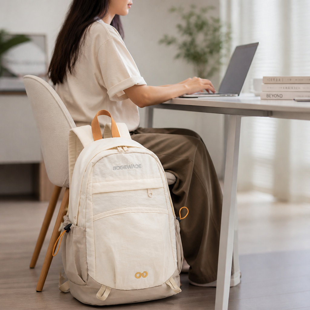 Lightweight Recycled Fabric Multi-Compartment School Backpack (Padded Laptop Sleeve)