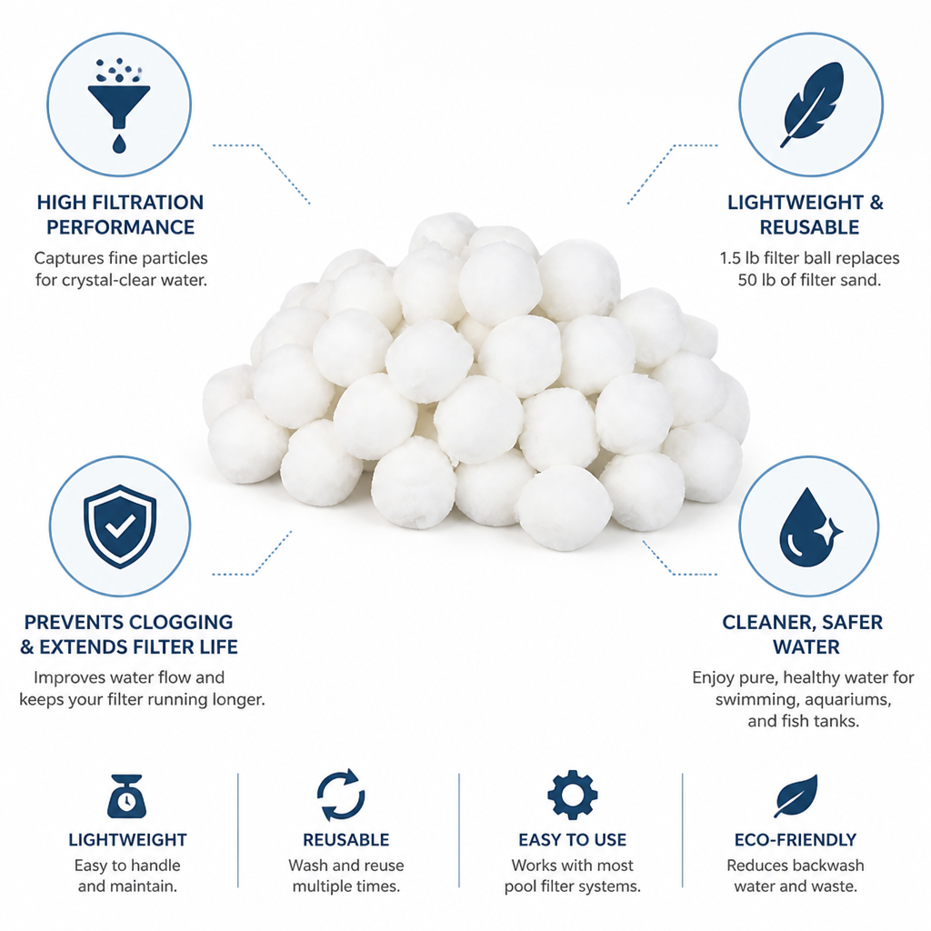 Lightweight Reusable Pool Filter Balls (Sand Replacement)