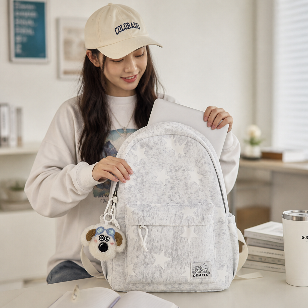 Lightweight Star-Print School Backpack (Multiple Pockets)