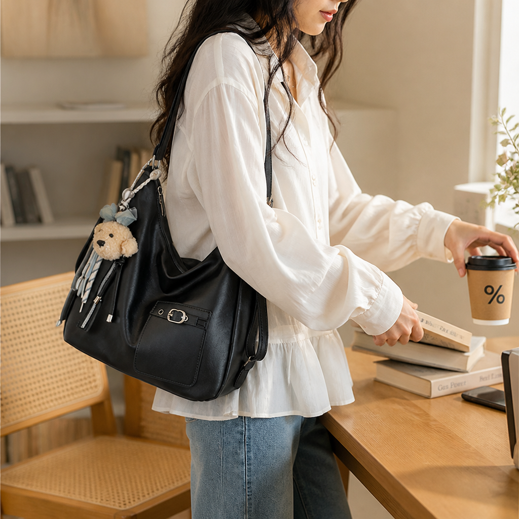 Lightweight Synthetic Leather Sling Bag (Adjustable Padded Strap)