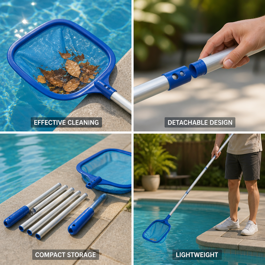 Lightweight Telescopic Pool Leaf Skimmer (Detachable Net)