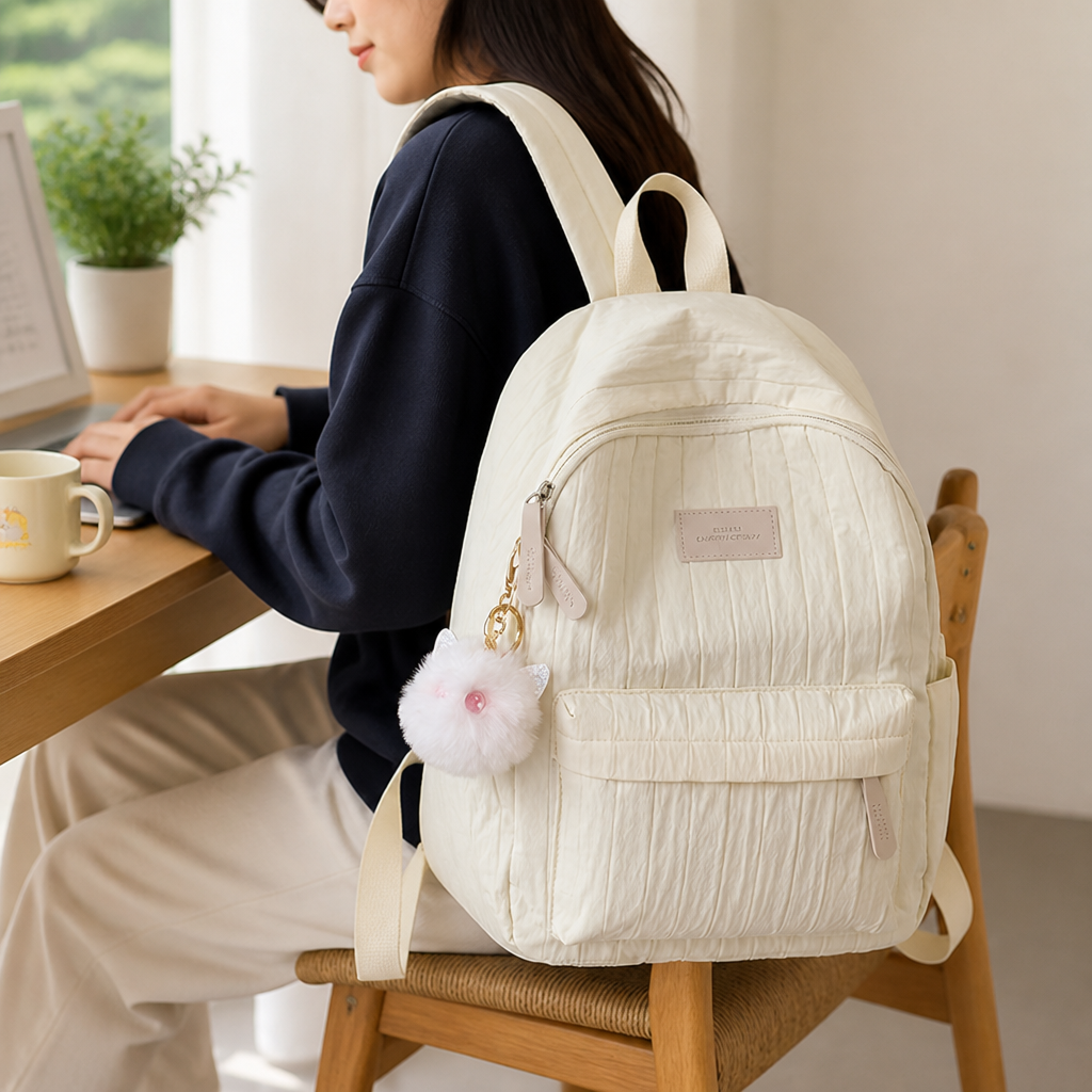Lightweight Textured Multiple-Pocket School Backpack