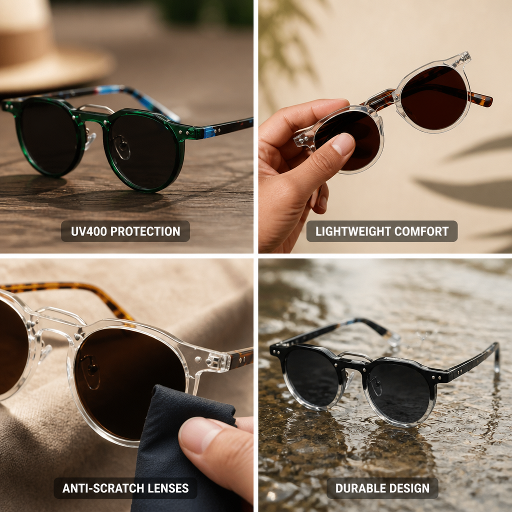 Lightweight UV400 & Anti-Scratch Round Sunglasses