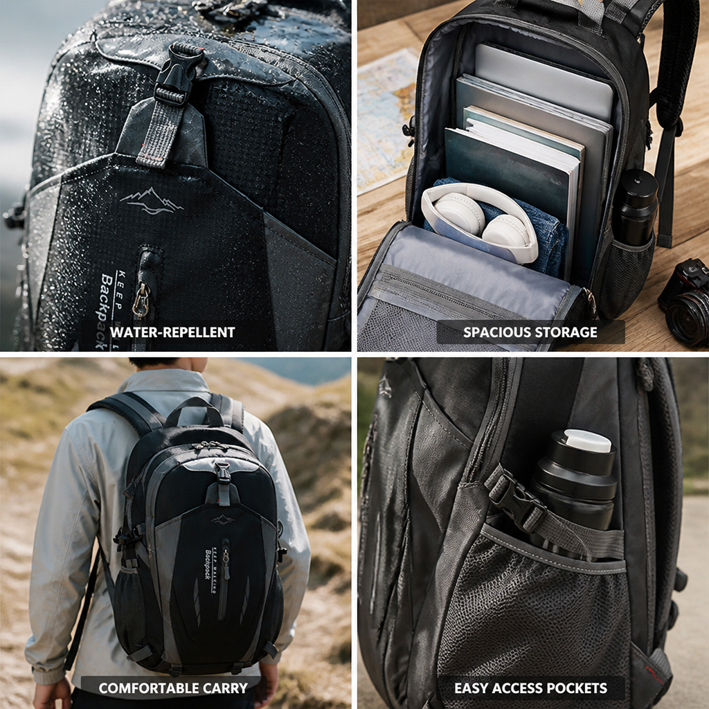 Lightweight Water-Repellent Travel Backpack
