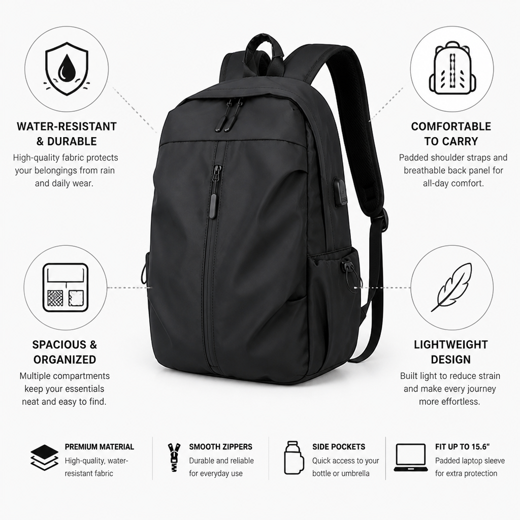 Lightweight & Water-Resistant Travel Backpack