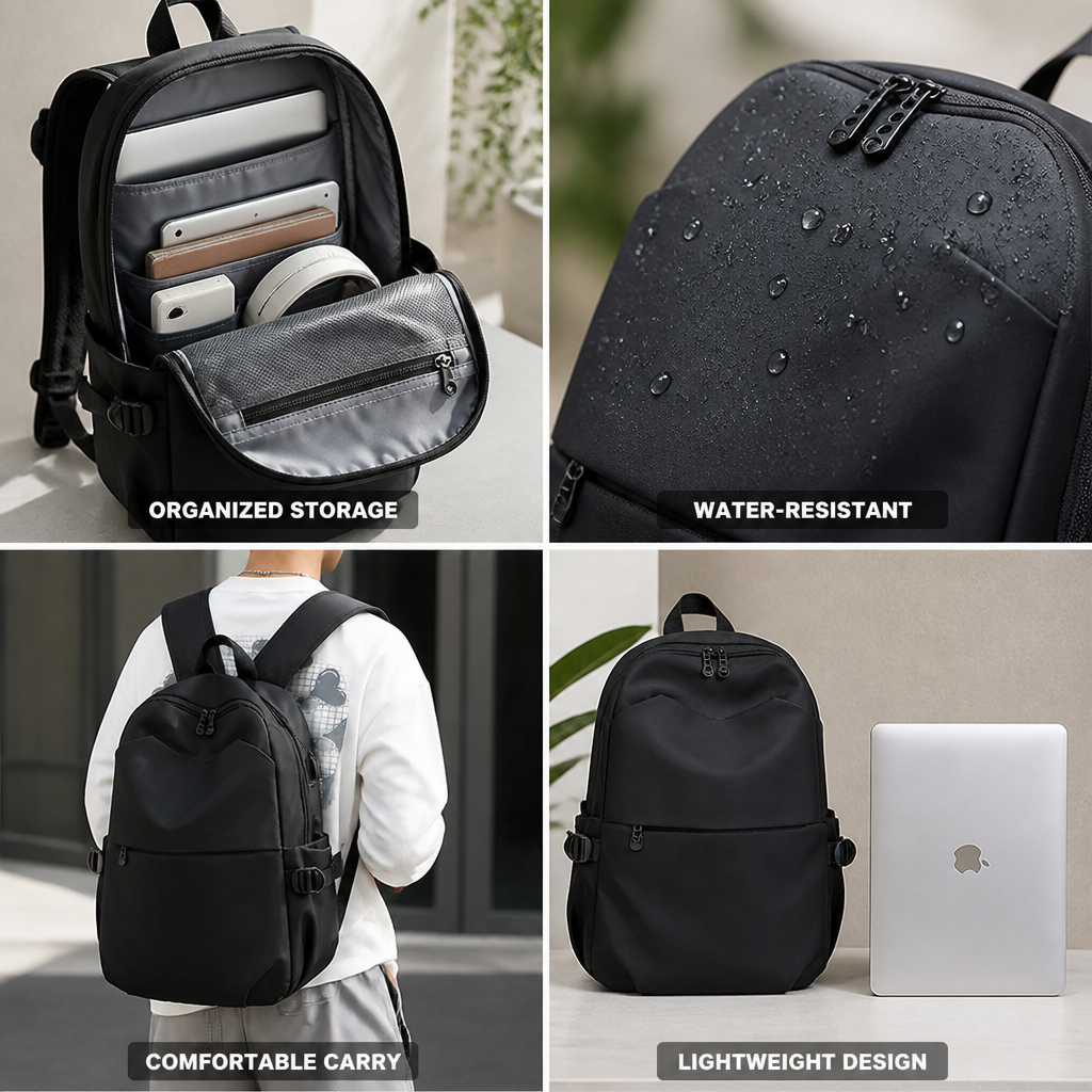 Lightweight Water-Resistant Travel Backpack (Padded Straps)