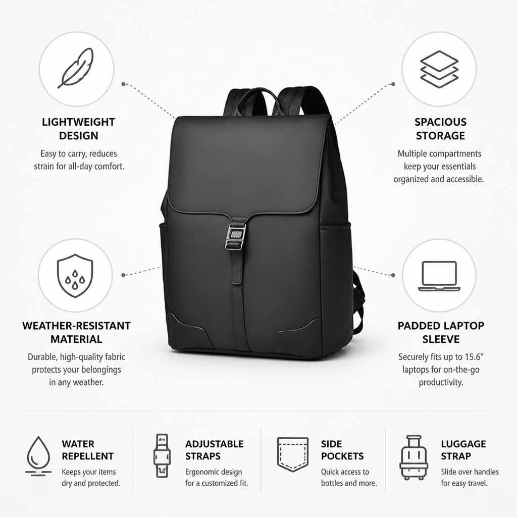 Lightweight Weather-Resistant Backpack (Laptop Sleeve)