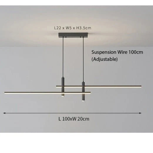 Linear Pendant Light Integrated LED Adjustable Height