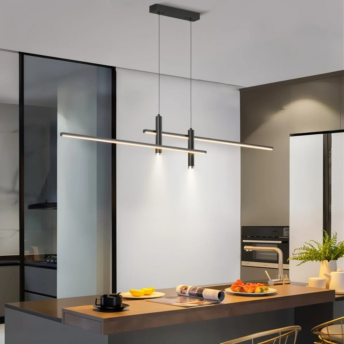 Linear Pendant Light Integrated LED Adjustable Height
