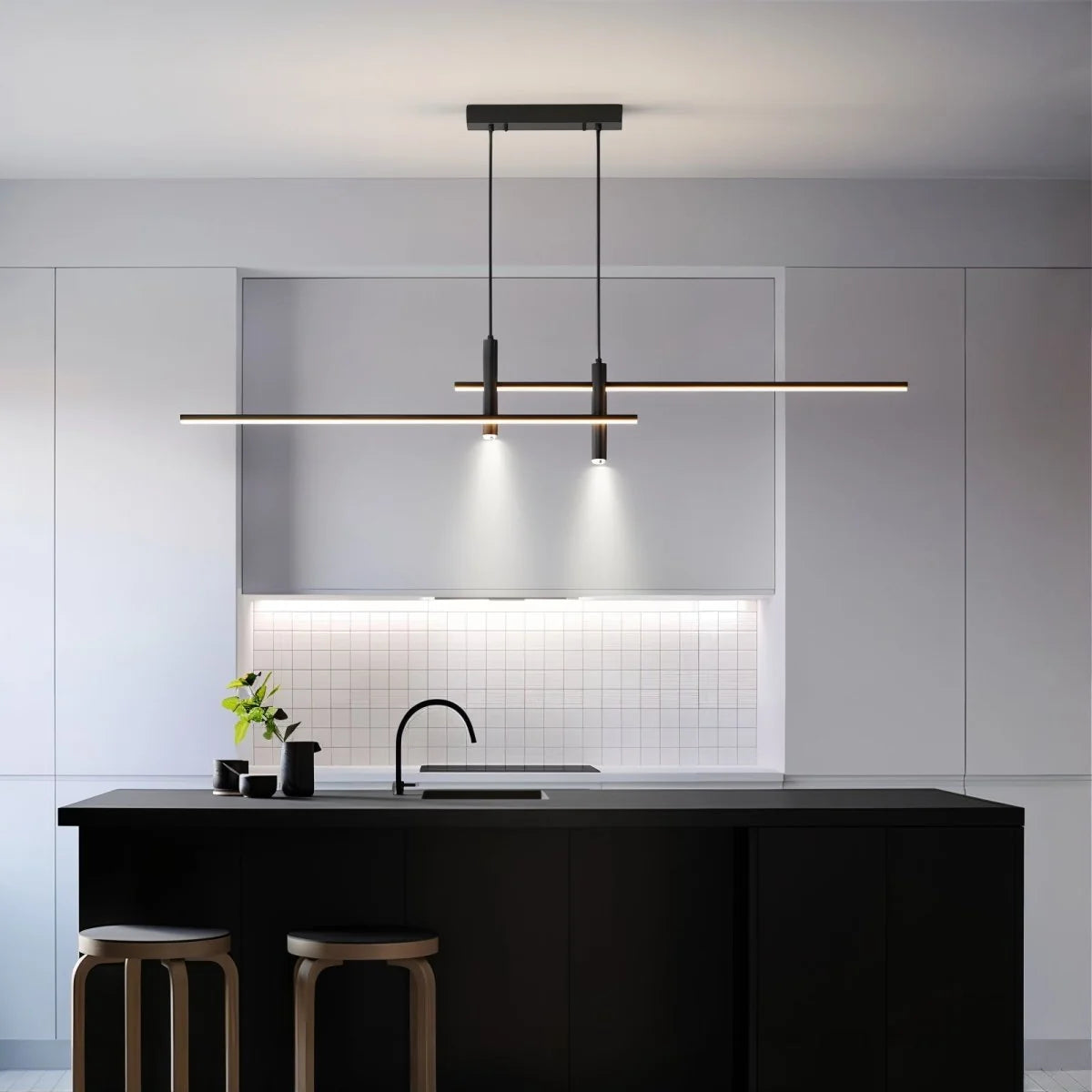 Linear Pendant Light Integrated LED Adjustable Height