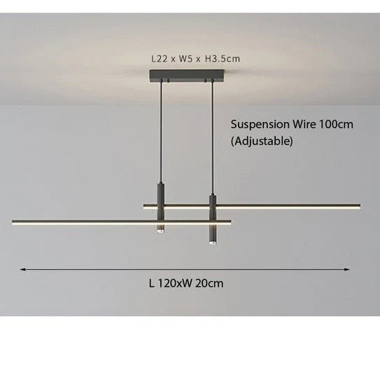 Linear Pendant Light Integrated LED Adjustable Height