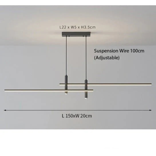 Linear Pendant Light Integrated LED Adjustable Height