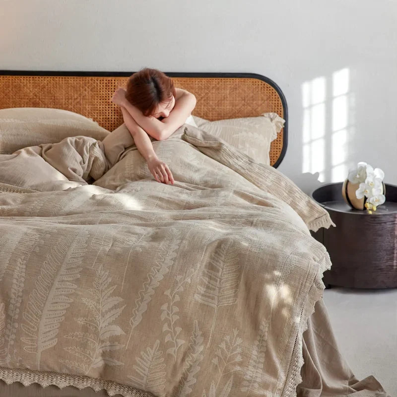 Linen Bedding Set Jacquard Breathable & Antibacterial