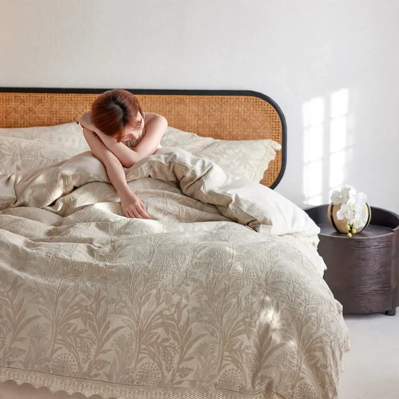 Linen Bedding Set Jacquard Breathable & Antibacterial