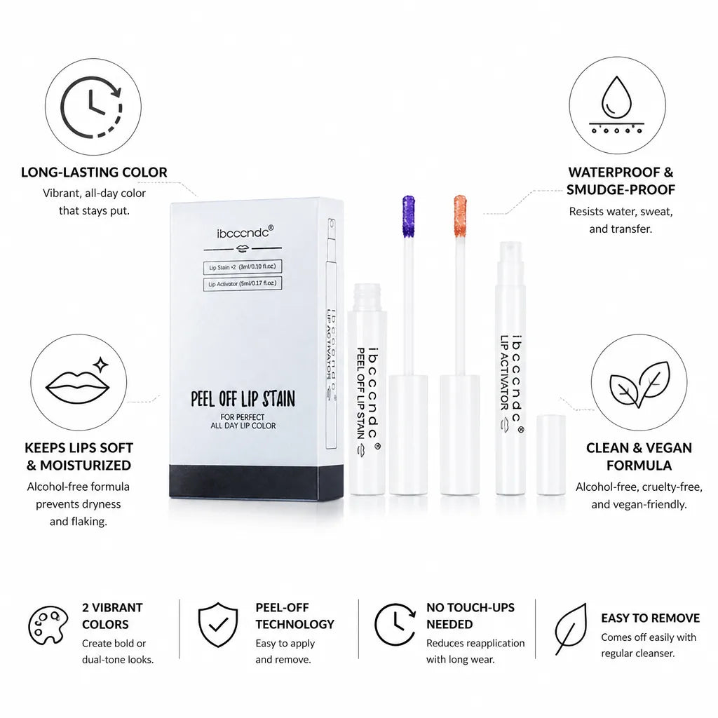Lip Stain Kit Peel-Off Long-Lasting & Waterproof Two-Color Set
