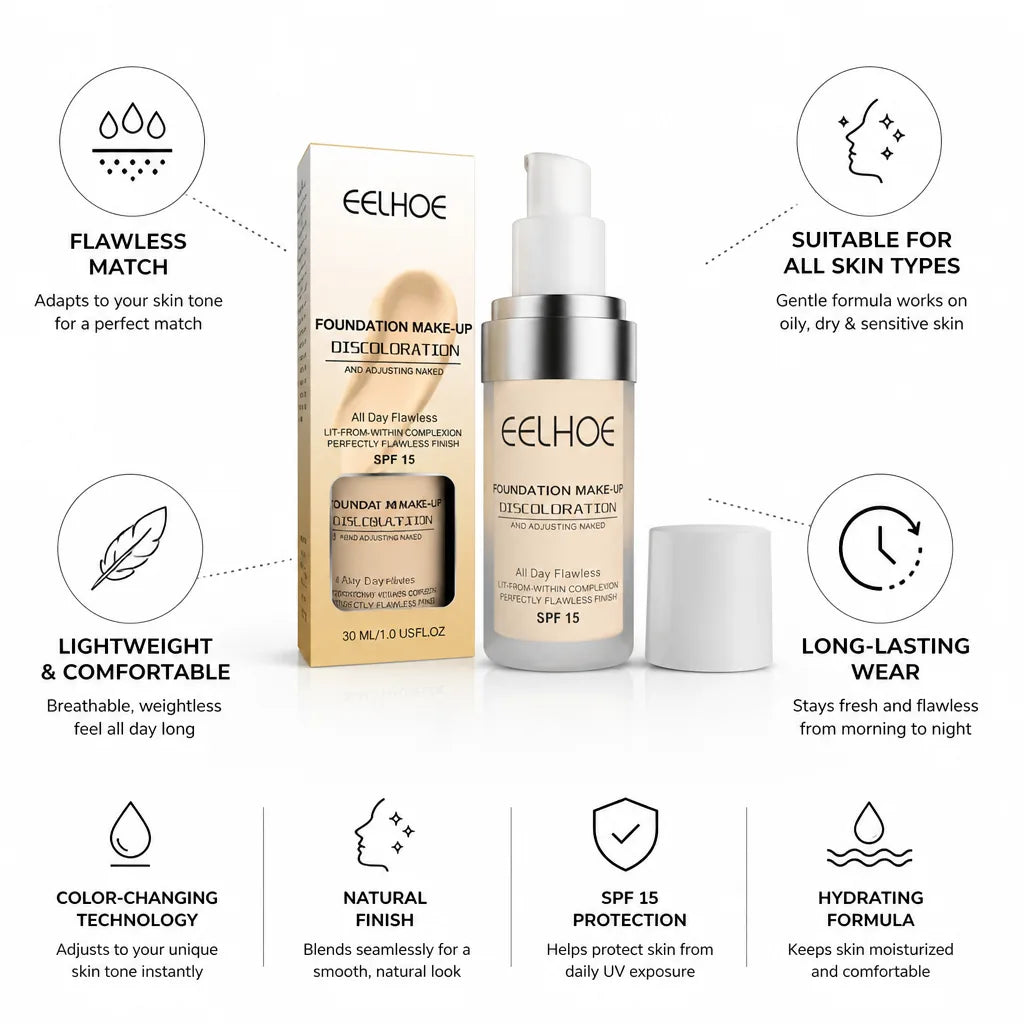 Liquid Foundation Color-Changing Lightweight & Long-Lasting