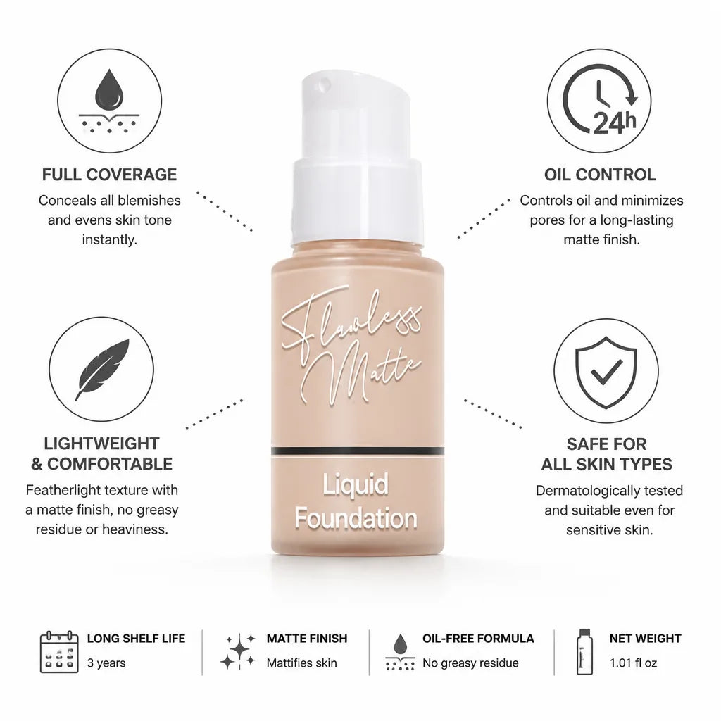 Liquid Foundation Full Coverage Matte Finish & Oil Control