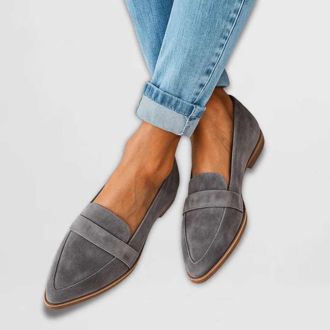Loafers Suede Pointed Toe Low Wedge Cushioned Insole