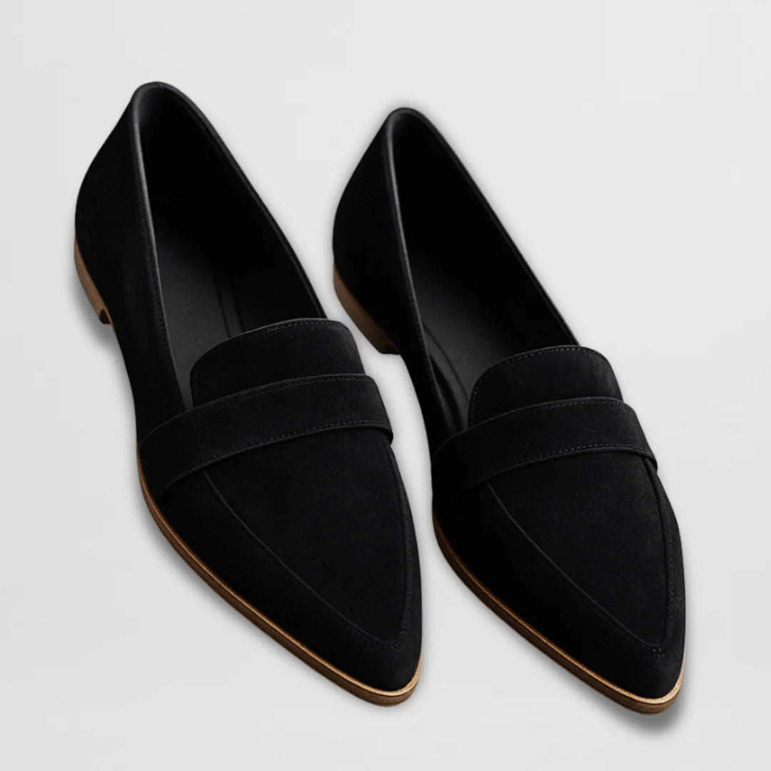 Loafers Suede Pointed Toe Low Wedge Cushioned Insole