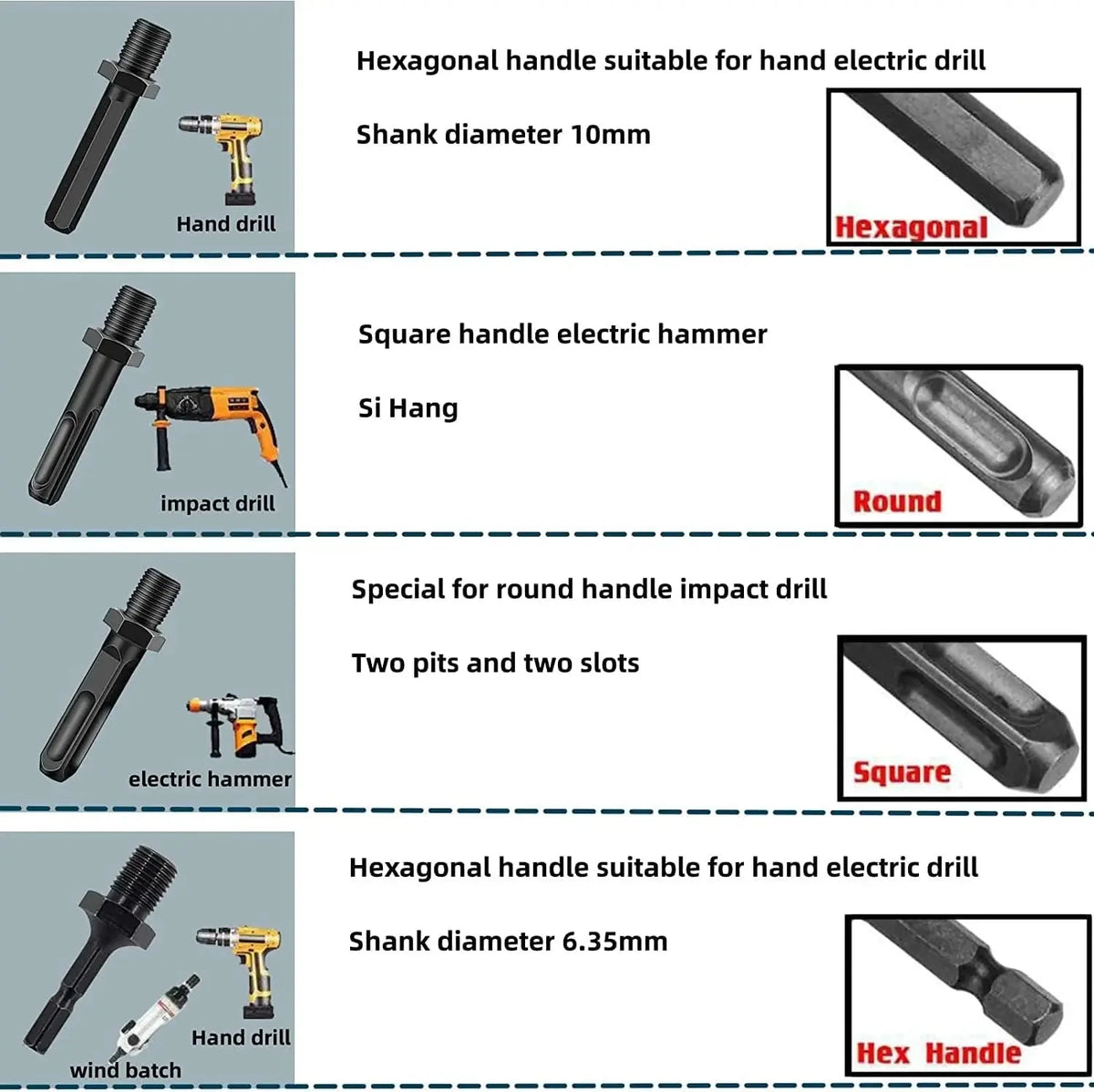 Log Splitter Drill Bit Cordless Drill Compatible Four Adapters