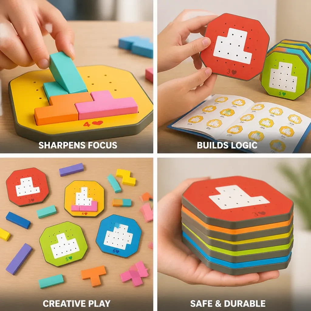 Logic Puzzle Game 108 Pieces & 20 Challenge Cards