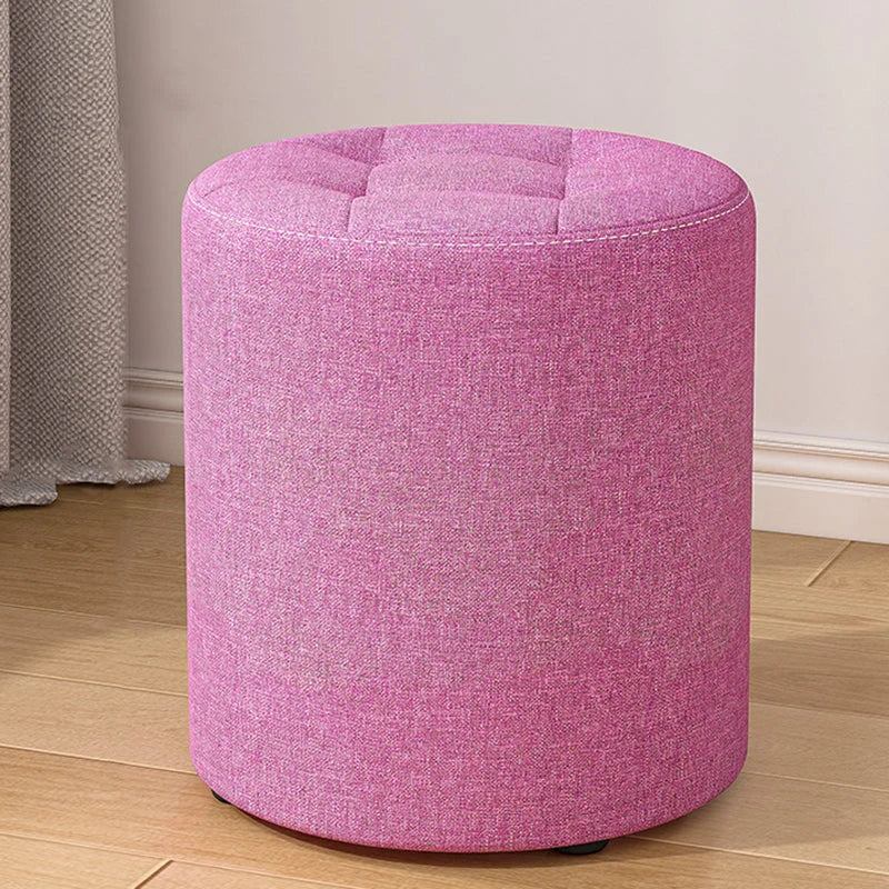 Low Stool Solid Wood Frame Foam Cushion Cotton Linen Upholstery