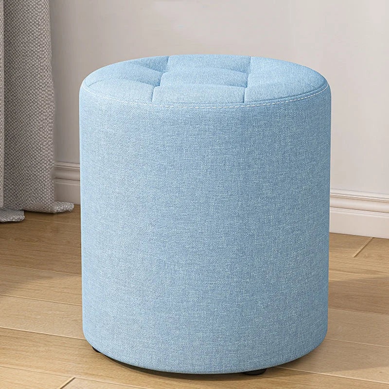 Low Stool Solid Wood Frame Foam Cushion Cotton Linen Upholstery
