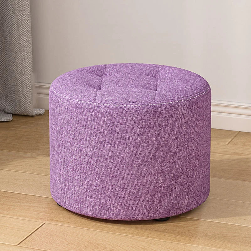 Low Stool Solid Wood Frame Foam Cushion Cotton Linen Upholstery