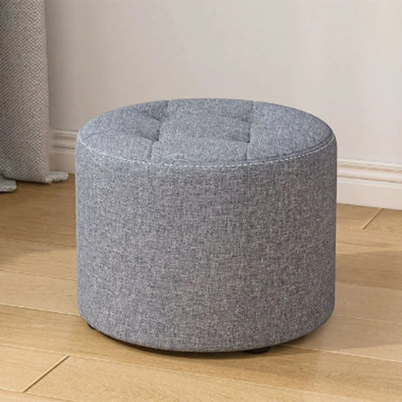 Low Stool Solid Wood Frame Foam Cushion Cotton Linen Upholstery