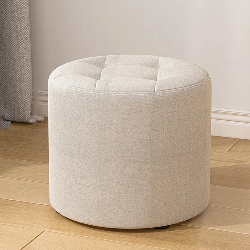 Low Stool Solid Wood Frame Foam Cushion Cotton Linen Upholstery