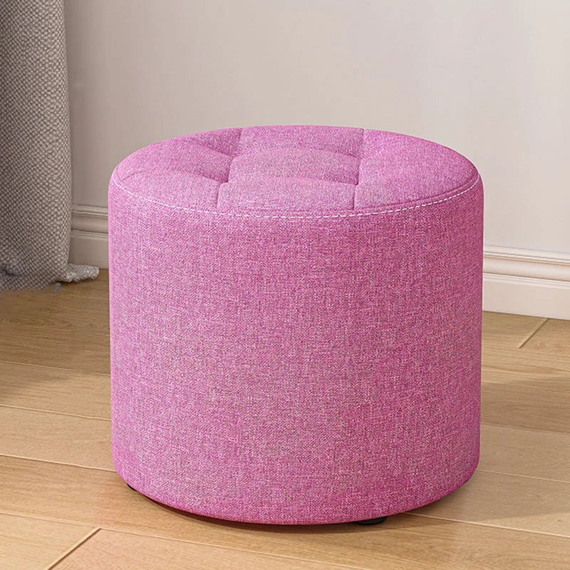 Low Stool Solid Wood Frame Foam Cushion Cotton Linen Upholstery