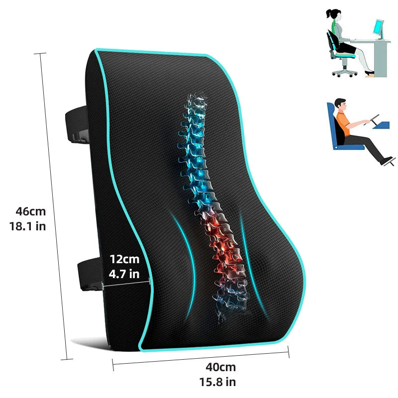 Lumbar Support Cushion Memory Foam Adjustable Straps