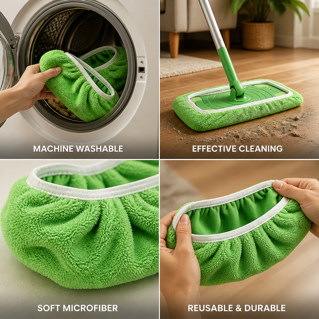 Machine-Washable Reusable Microfiber Mop Pads (Fits 10-Inch Mops)